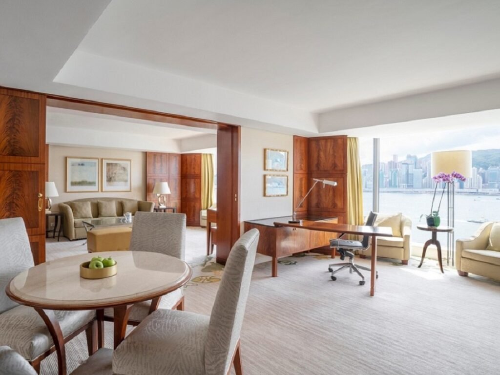 Harbor-view room at Kowloon Shangri-La Hong Kong, a top luxury hotel in HK near Tsim Sha Tsui