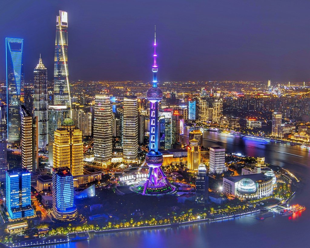 he Oriental Pearl Radio & TV Tower, with its iconic spheres, standing tall over the Pudong skyline.