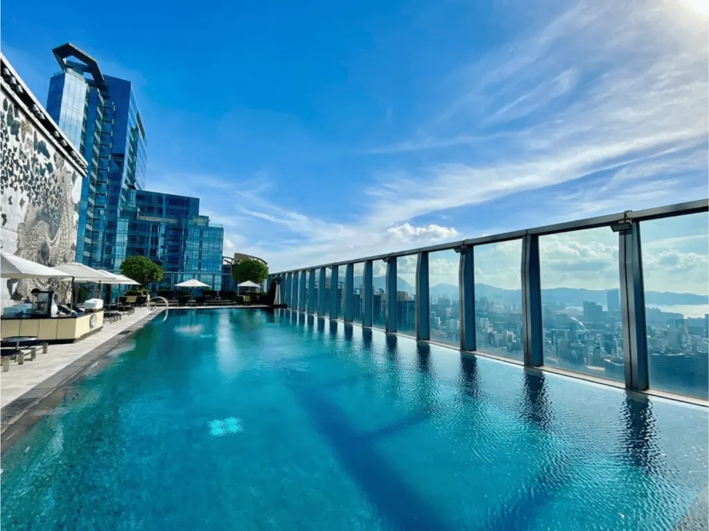 Trendy rooftop pool at W Hong Kong, offering Kowloon views from one of the best hotels in HK.