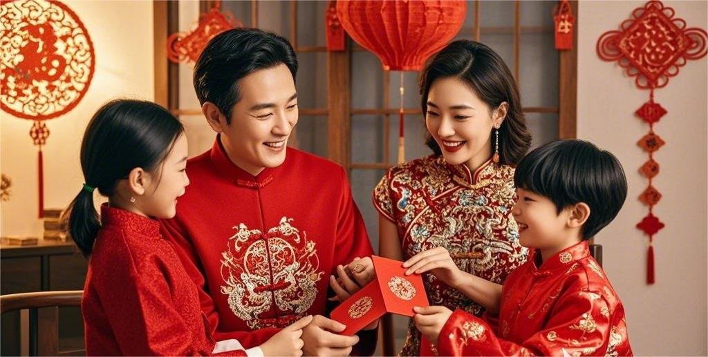 Family celebrating Chinese New Year
