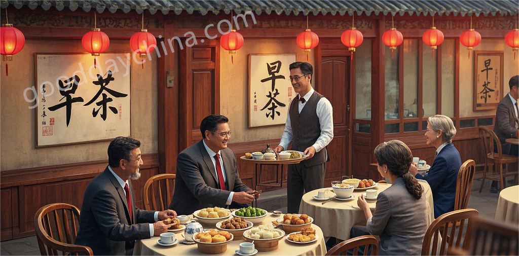 A traditional dim sum restaurant featuring food carts filled with bamboo steamers
